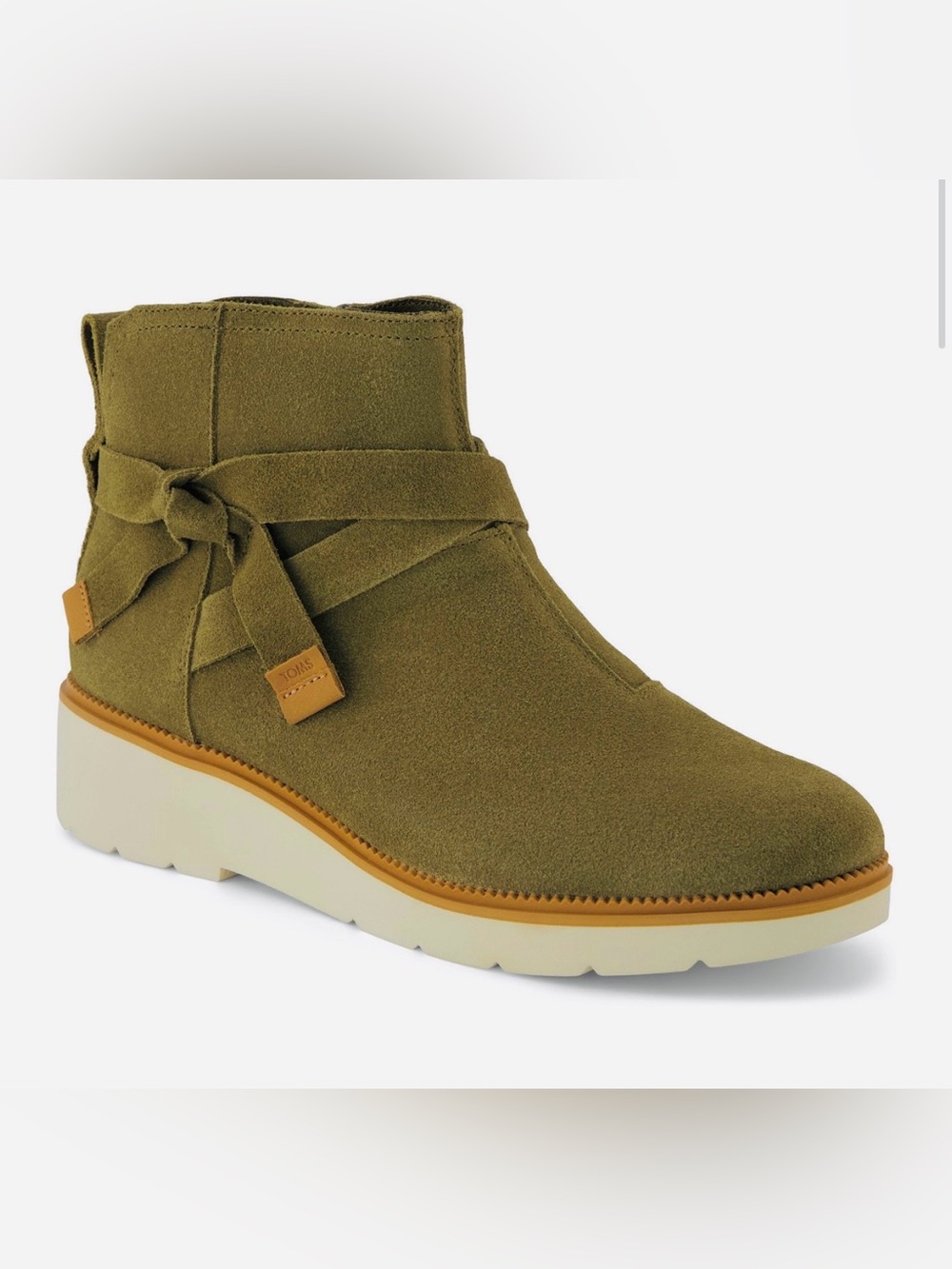 Toms Women's Marlow Wedge Boots Military Olive Suede Size 6